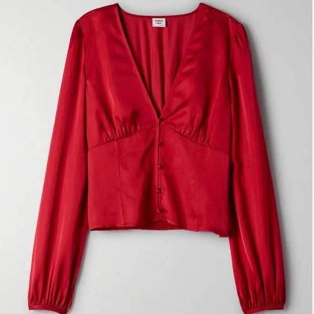 Sunday Best Red Satin Blouse